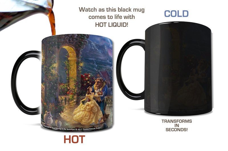 Morphing Mugs Disney - Beauty and the Beast - Dancing in the Moonlight - Thomas Kinkade - One 11 oz Color Changing Heat Sensitive Ceramic Mug â€“ Image Revealed When HOT Liquid Is Added! - Image 4